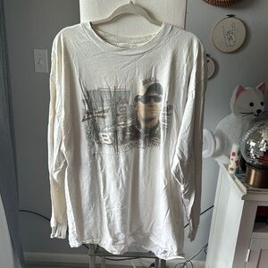 White Graphic Long Sleeve Shirt